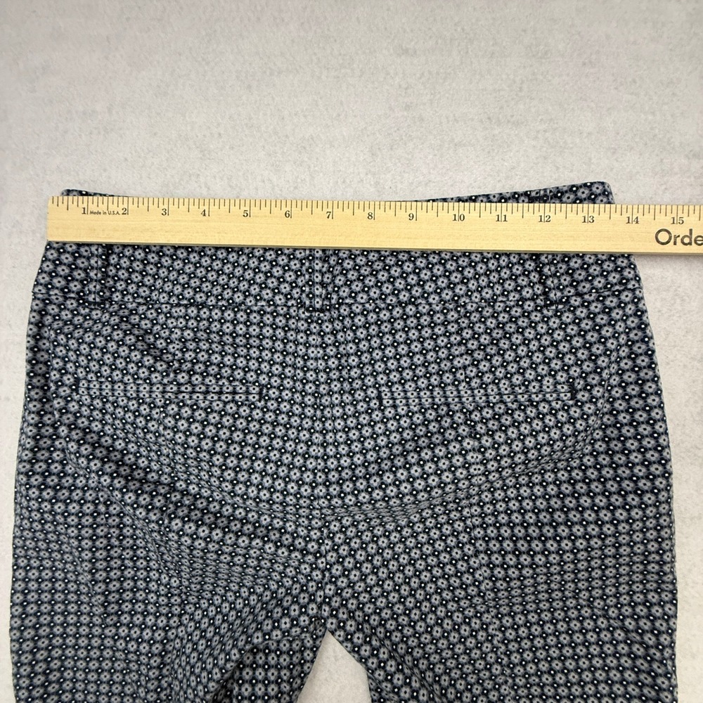Ann Taylor Dress Pants Women 0 Navy Blue Pockets Geometric Career Ankle Cropped - Picture 7 of 13